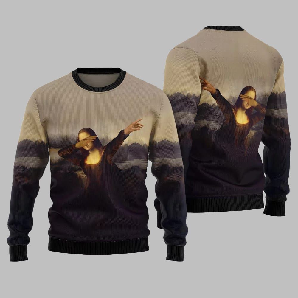 Funny Mona Lisa Ugly Sweater Christmas 2026 - Moonbestprint