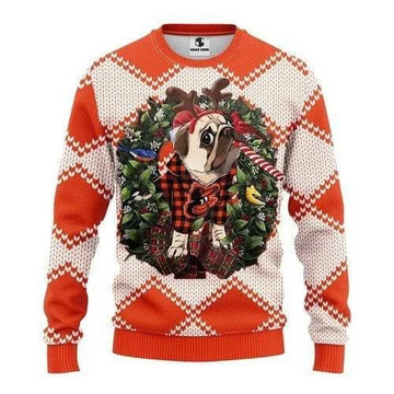 Funny Reindeer Pug Dog Baltimore Orioles Christmas Ugly Sweater, MLB Christmas Sweater Moonbestprint
