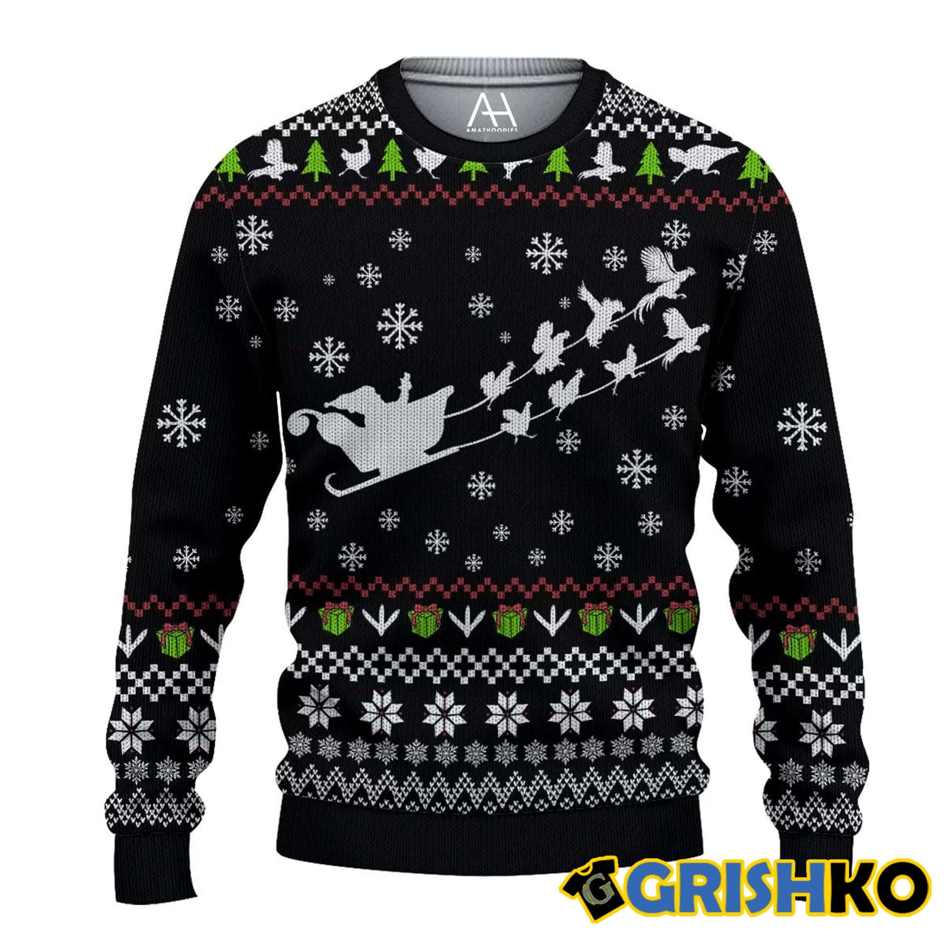 Funny Rooster Christmas Ugly Sweater - Moonbestprint