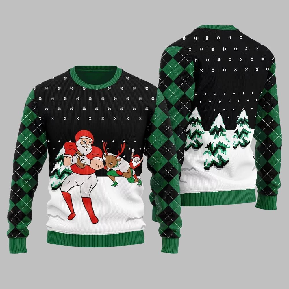 Funny Santa Football Ugly Sweater 2026 Christmas - Moonbestprint