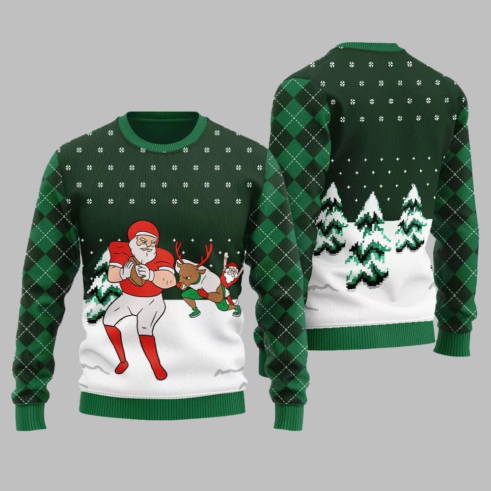 Funny Santa Football Ugly Sweater 2026 Christmas - Moonbestprint