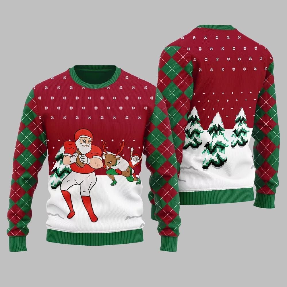 Funny Santa Football Ugly Sweater 2026 Christmas - Moonbestprint