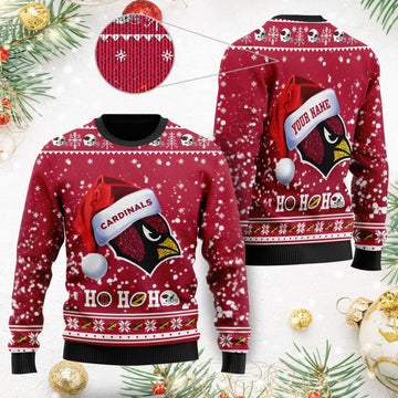 Funny Santa Hat Arizona Cardinals Custom Ugly Christmas Sweater, NFL Christmas Sweater Moonbestprint