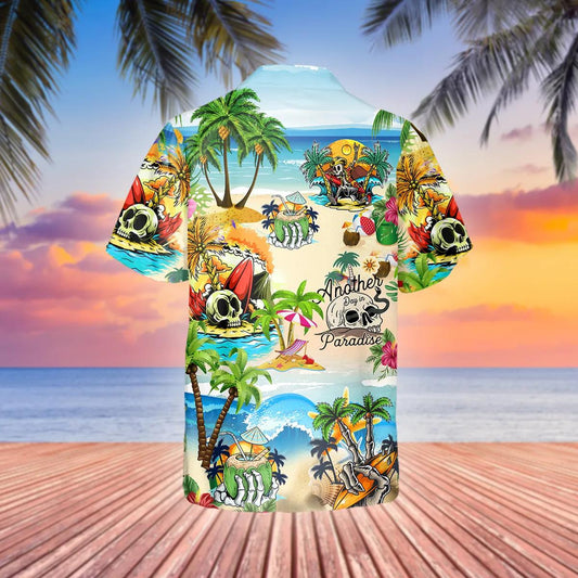 Funny Skull Beach Hawaiian Shirt, Hawaiian Button Up Shirt, Tropical Shirts For Men Moonbestprint
