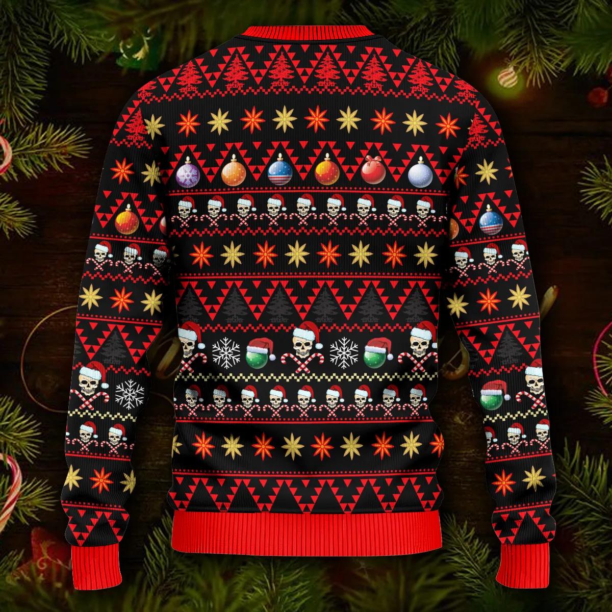 Funny Skull With Cap Skull Ugly Christmas Sweater Moonbestprint