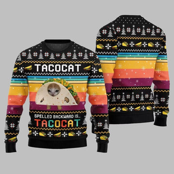 Funny Spelled Backward Is TacoCat Ugly Sweater 2026 Christmas - Moonbestprint