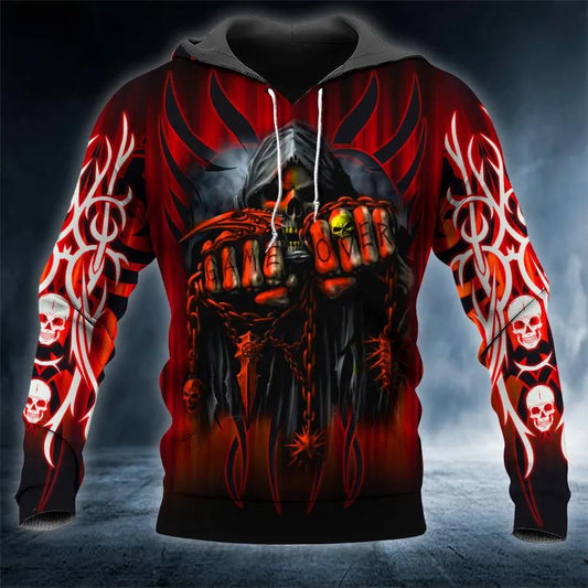 Game Over Grim Reaper Skull 3D Hoodie Moonbestprint