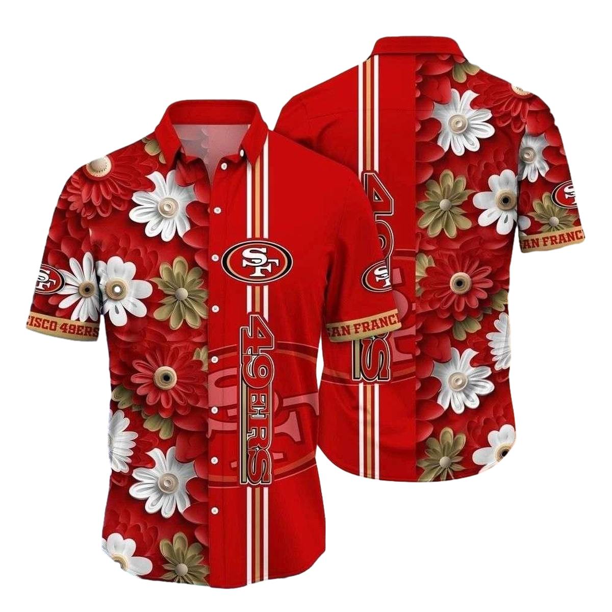 Gameday Flora Red Zone San Francisco 49ers Hawaiian Shirt - Moonbestprint