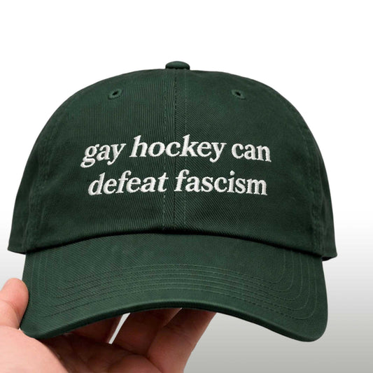 Gay Hockey Can Defeat Fascism Hat -Moonbestprint