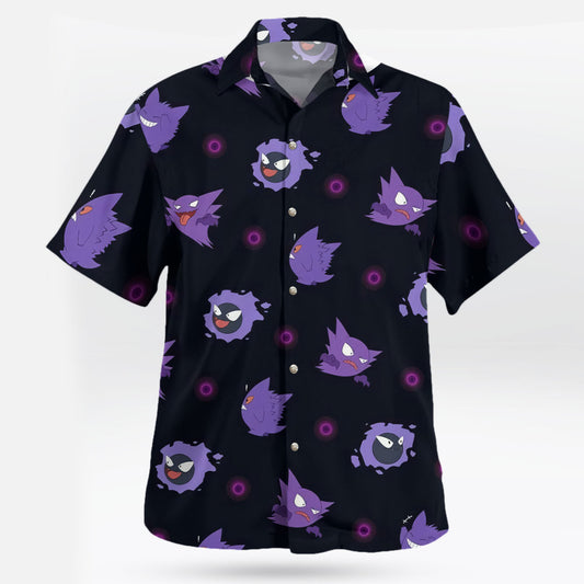 Gengar Evolution Hawaiian Shirt Tropical Ghost Vibes – Moonbestprint