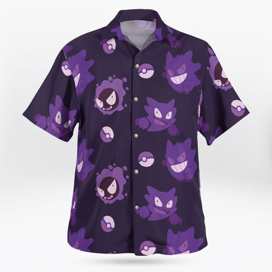 Anime Gengar Pattern Pokemon Button Up Hawaiian Shirt – Moonbestprint