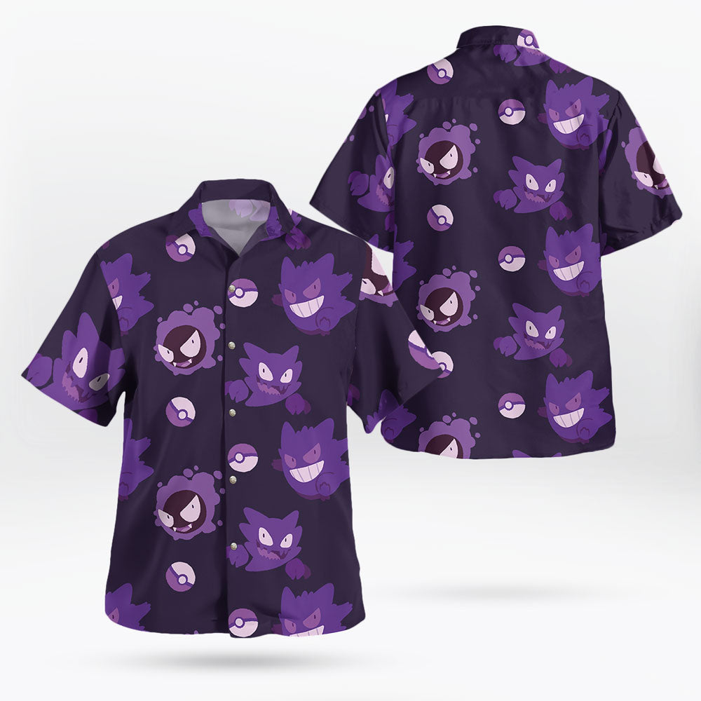 Anime Gengar Pattern Pokemon Button Up Hawaiian Shirt – Moonbestprint