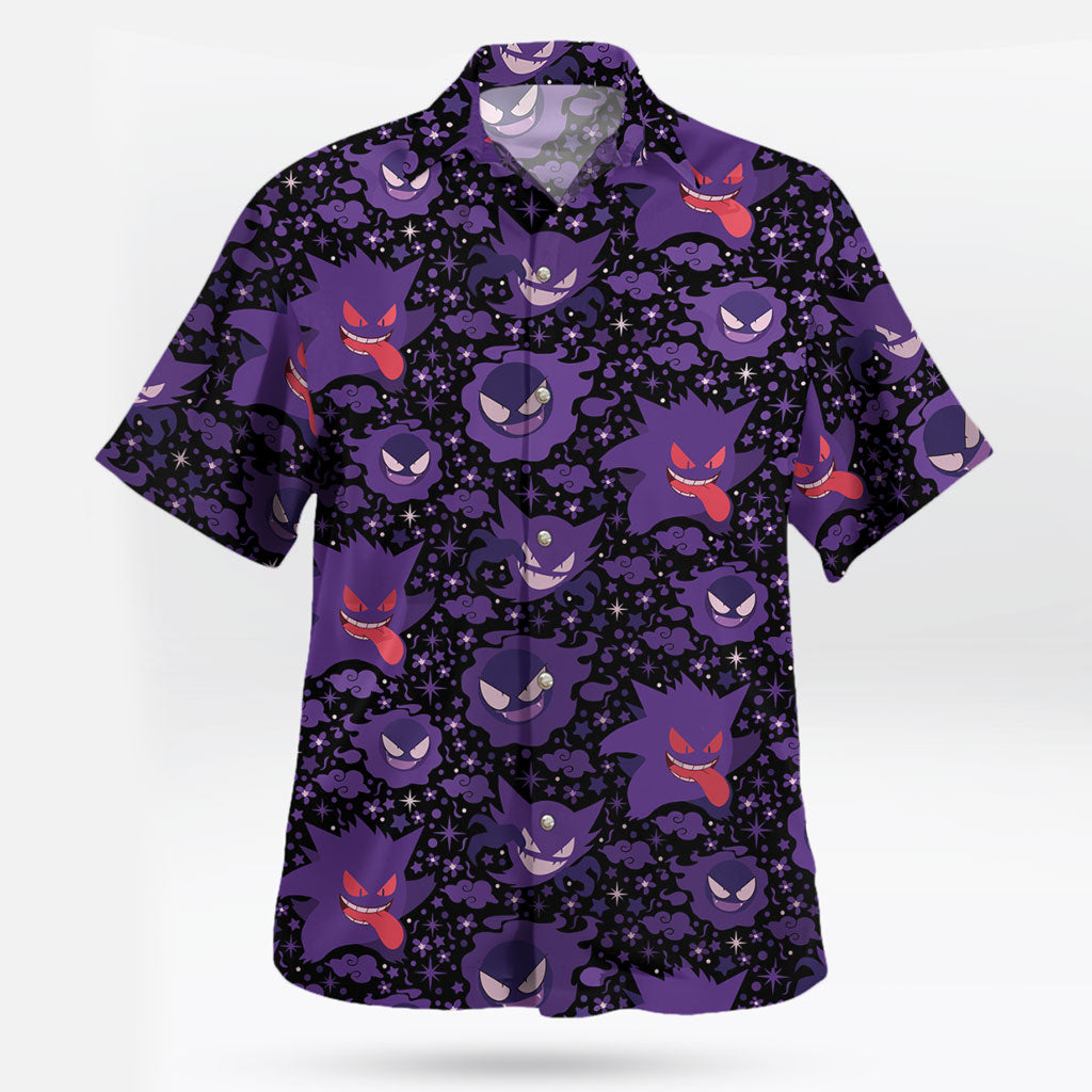 Anime Gengar Pattern Pokemon Button Up Hawaiian Shirt – Moonbestprint