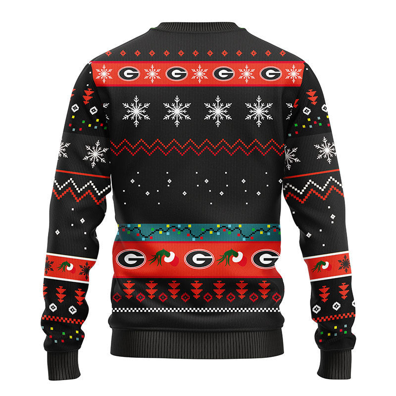 Georgia Bulldogs 12 Grinch Xmas Day Ugly Christmas Sweater, Grinch Xmas Sweater Moonbestprint