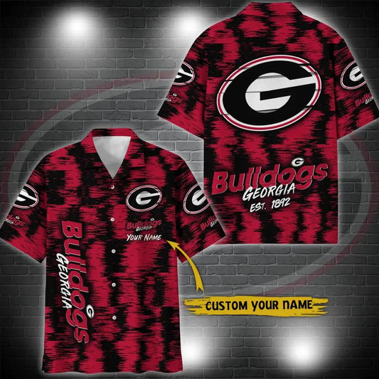 Georgia Bulldogs Aloha Hawaiian Shirt Custom Your Name, NCAA Hawaiian Shirt Moonbestprint