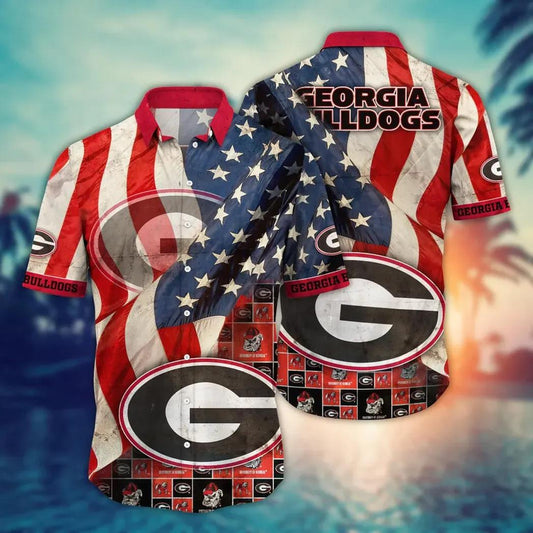 Georgia Bulldogs NCAA Flower Aloha Hawaiian Shirt 10, NCAA Hawaiian Shirt Moonbestprint