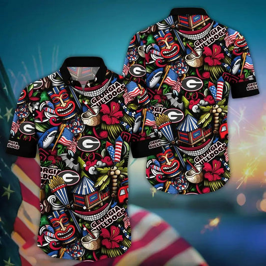 Georgia Bulldogs NCAA Flower Aloha Hawaiian Shirt 12, NCAA Hawaiian Shirt Moonbestprint