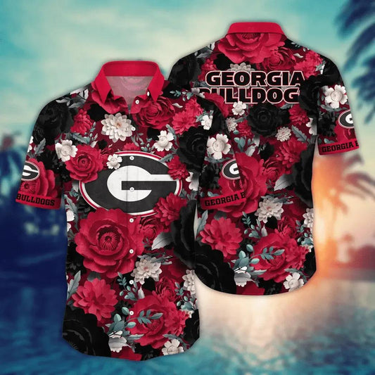 Georgia Bulldogs NCAA Flower Aloha Hawaiian Shirt 4, NCAA Hawaiian Shirt Moonbestprint