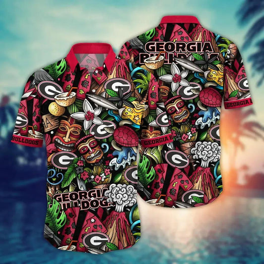 Georgia Bulldogs NCAA Flower Aloha Hawaiian Shirt 5, NCAA Hawaiian Shirt Moonbestprint