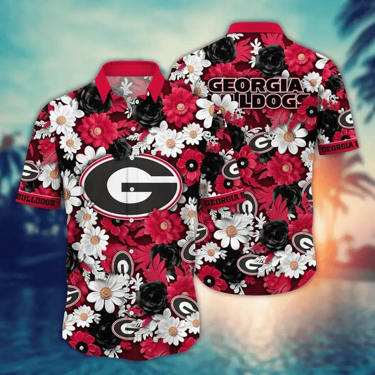 Georgia Bulldogs NCAA Flower Aloha Hawaiian Shirt 6, NCAA Hawaiian Shirt Moonbestprint