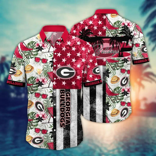 Georgia Bulldogs NCAA Flower Aloha Hawaiian Shirt 9, NCAA Hawaiian Shirt Moonbestprint