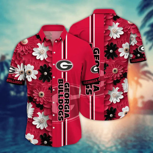 Georgia Bulldogs Style Hot Trending Summer NCAA Flower Aloha Hawaiian Shirt, NCAA Hawaiian Shirt Moonbestprint