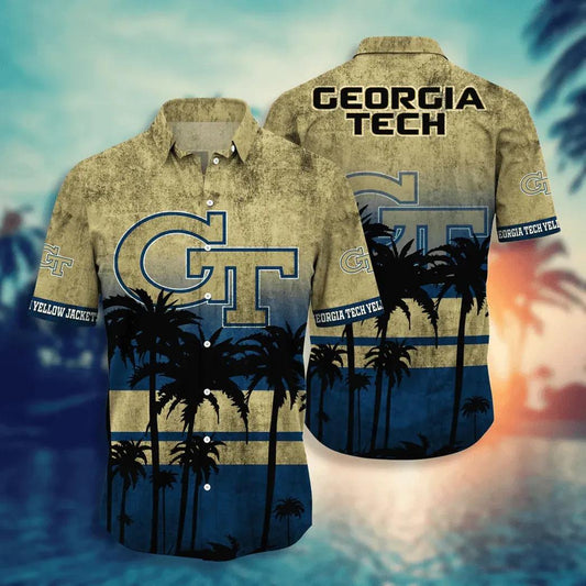 Georgia Tech Yellow Jackets Aloha Hawaiian Shirt, NCAA Hawaiian Shirt Moonbestprint
