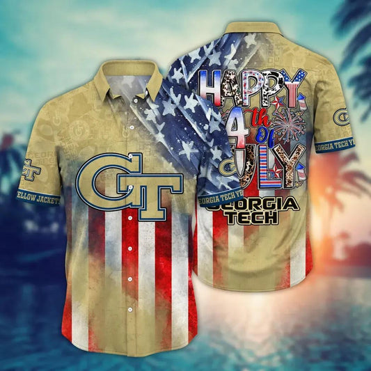 Georgia Tech Yellow Jackets NCAA Aloha Hawaiian Shirt, NCAA Hawaiian Shirt Moonbestprint