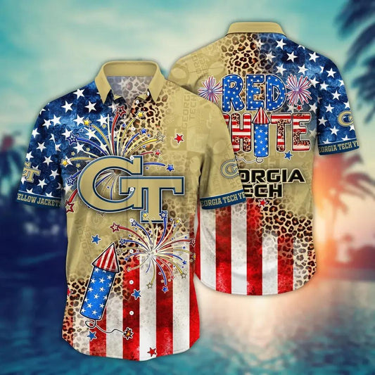 Georgia Tech Yellow Jackets NCAA Aloha Hawaiian Shirt 2, NCAA Hawaiian Shirt Moonbestprint