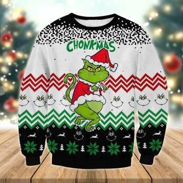 Get Grinch Cat Chonkmas Ugly Sweater, Grinch Holiday Sweater Moonbestprint
