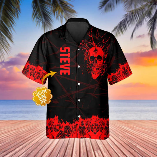 Ghost Blood Skull Personalized Hawaiian Shirt, Hawaiian Button Up Shirt, Tropical Shirts For Men Moonbestprint