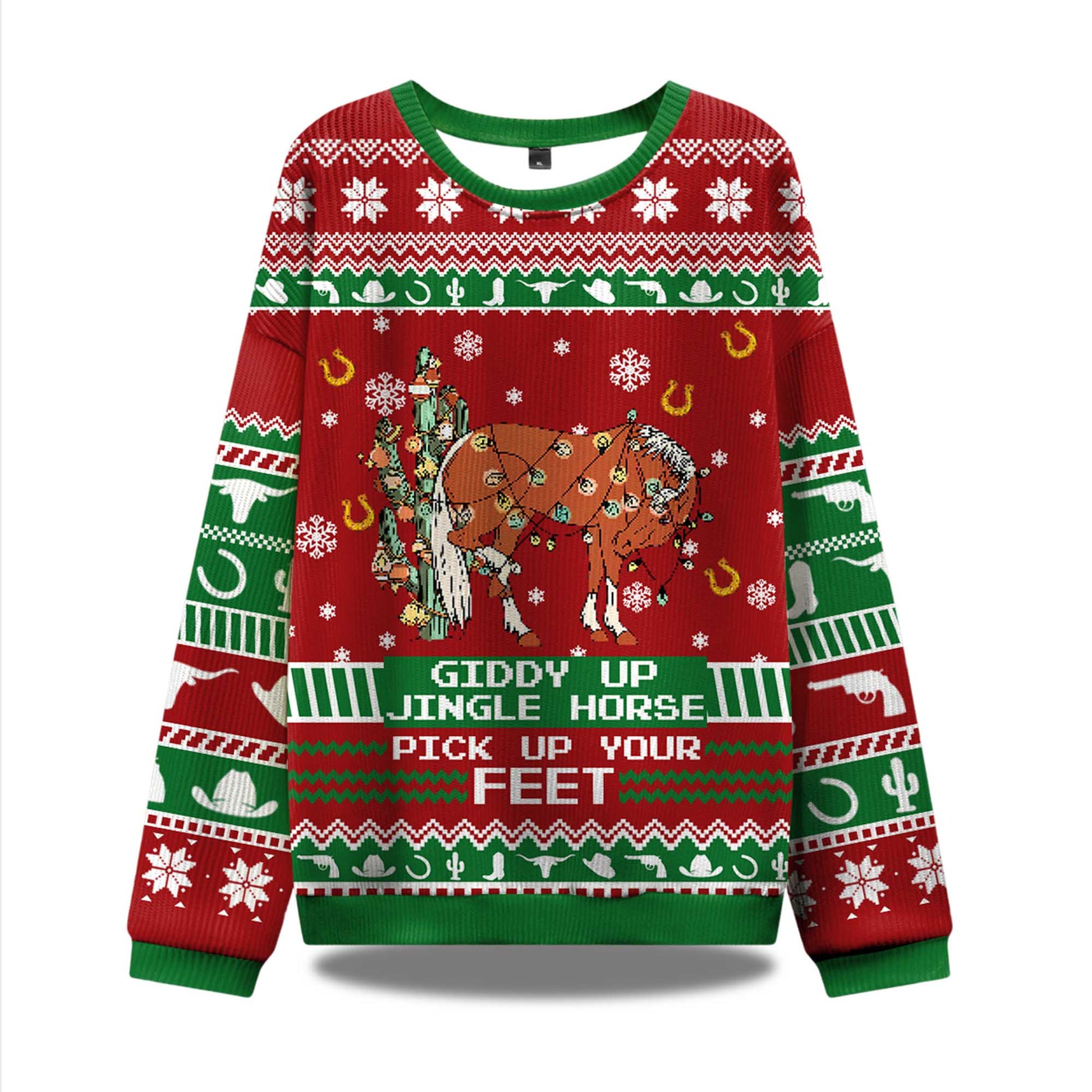 2026 Giddy Up Jingle Horse Ugly Christmas Sweater Moonbestprint