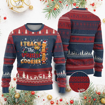 Gingerbread Man I Teach The Smartest Cookies Ugly Christmas Sweater - Moonbestprint