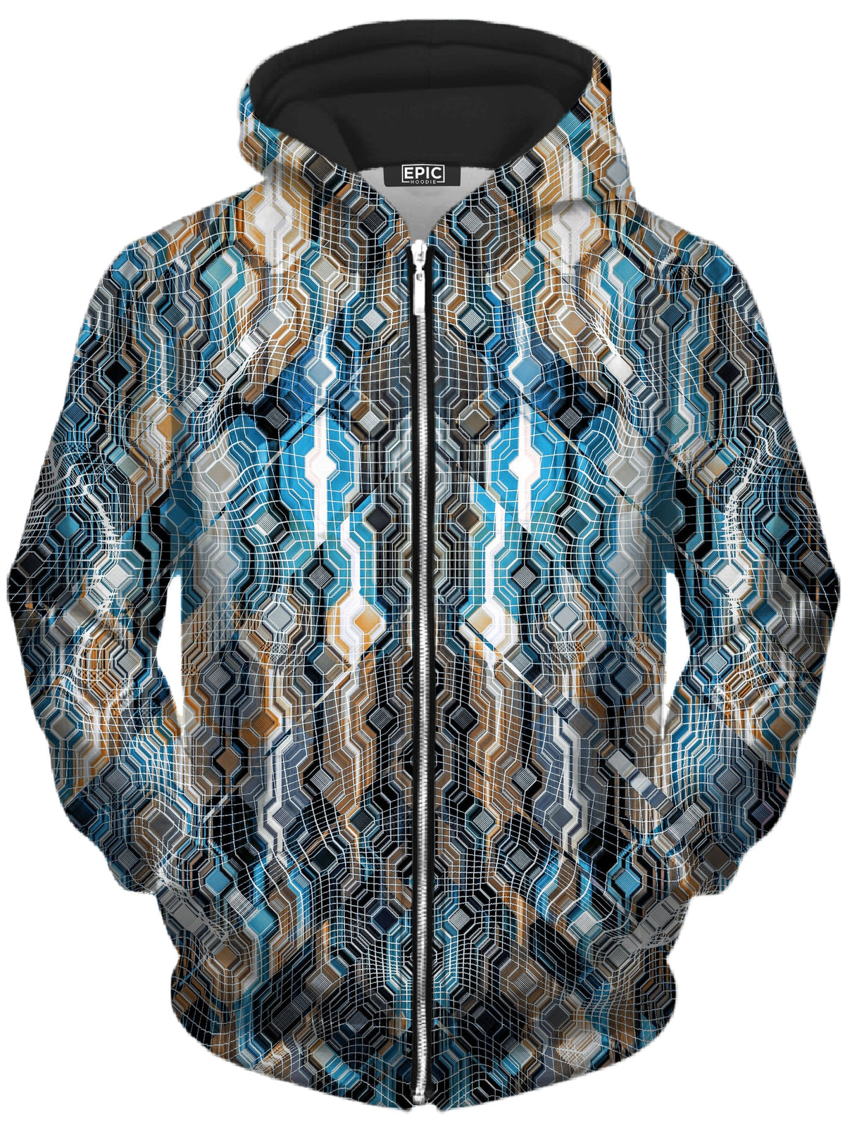Fractional Data Unisex Zip-Up Hoodie -Moonbestprint