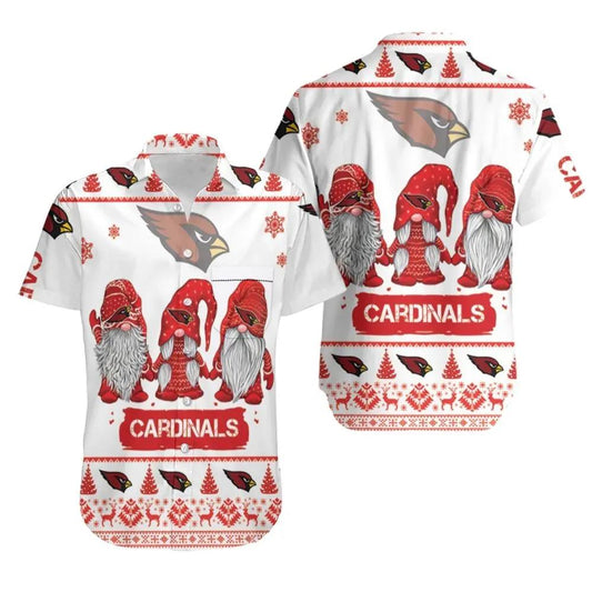 Gnomes Arizona Cardinals Hawaiian Shirt Print Short Sleeve Hawaiian Aloha Shirt, NFL Hawaiian Shirt Moonbestprint