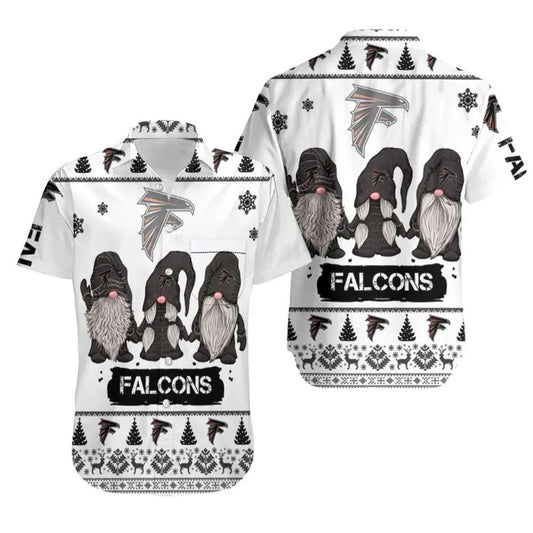 Gnomes Atlanta Falcons 3D Hawaiian Shirt Print Short Sleeve Hawaiian Aloha Shirt, NFL Hawaiian Shirt Moonbestprint