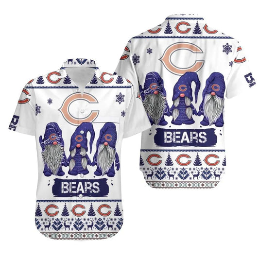 Gnomes Chicago Bears 3D Hawaiian Shirt Print Short Sleeve Hawaiian Aloha Shirt, NFL Hawaiian Shirt Moonbestprint