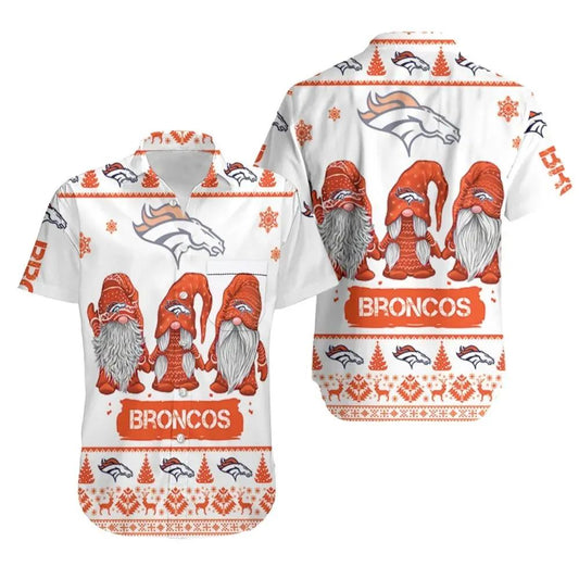 Gnomes Denver Broncos 3D Hawaiian Shirt Print Short Sleeve Hawaiian Aloha Shirt, NFL Hawaiian Shirt Moonbestprint