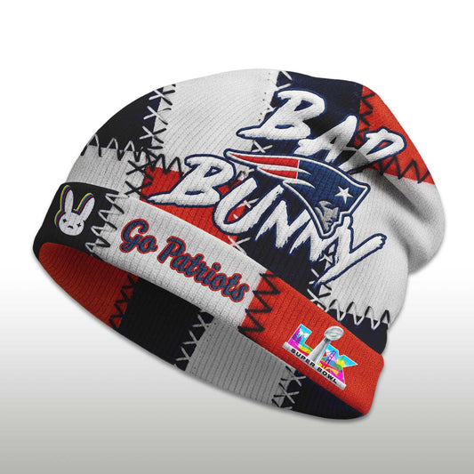 Go Patriots Bad Bunny Bowl LX 2026 Knit Hat -Moonbestprint