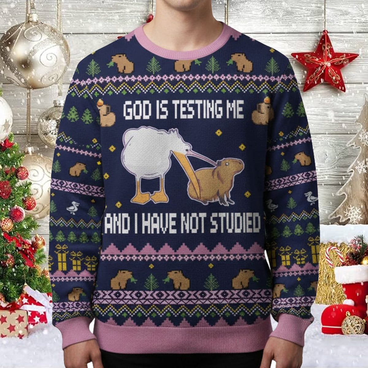 God Is Testing Me And I Have Not Studied Ugly Christmas Sweater - Moonbestprint