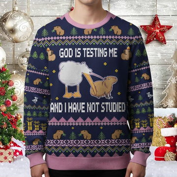 God Is Testing Me And I Have Not Studied Ugly Christmas Sweater - Moonbestprint