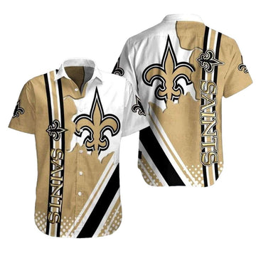 Golden Fleur de Force Saints Hawaiian Shirt With Beige Accents - Moonbestprint