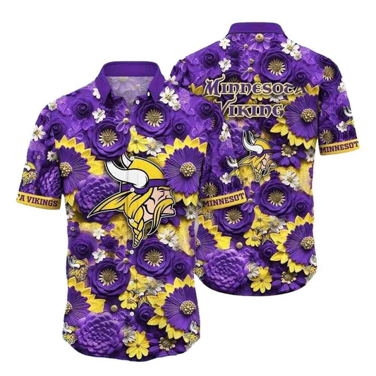 Golden Gameday Botanical Minnesota Vikings Hawaiian Shirt - Moonbestprint