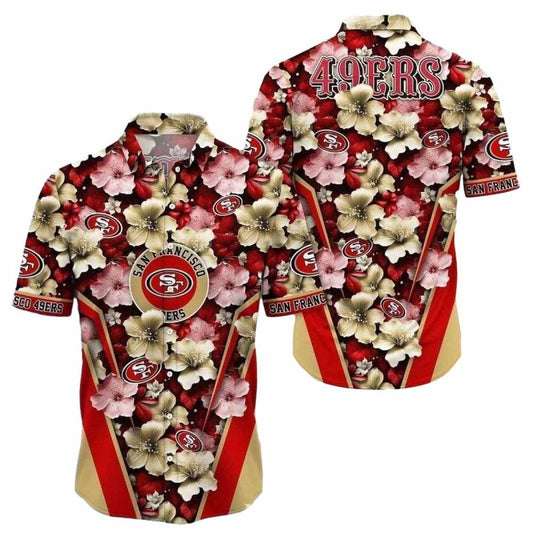 Golden Gate Floral Touchdown San Francisco 49ers Hawaiian Shirt - Moonbestprint
