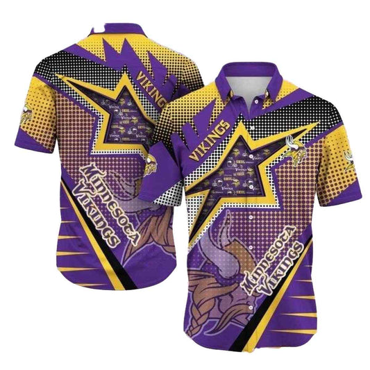 Golden Highlights Minnesota Vikings Game Day Hawaiian Shirt - Moonbestprint