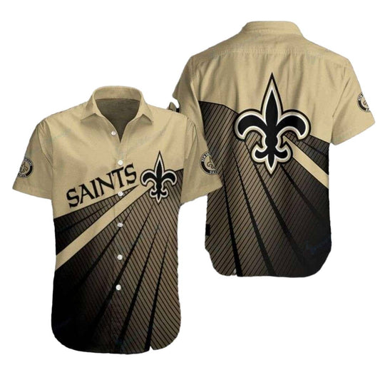 Golden Hour New Orleans Saints Striped Hawaiian Shirt - Moonbestprint