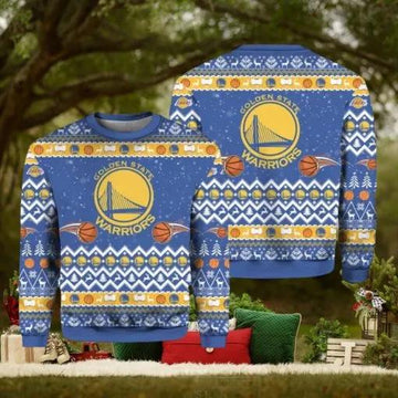 Golden State Warriors Basketball Ugly Christmas Sweater, NBA Chritsmas Sweater Moonbestprint