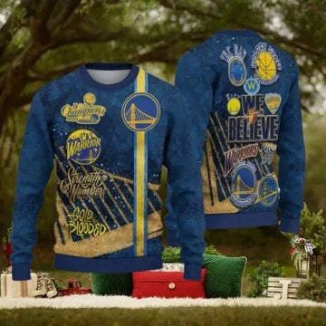 Golden State Warriors NBA Ugly Christmas Sweater, NBA Chritsmas Sweater Moonbestprint