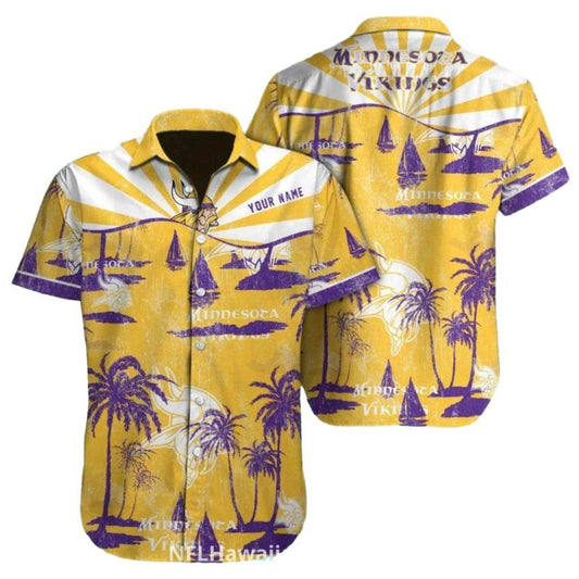 Golden Sunset Minnesota Vikings Hawaiian Shirt - Moonbestprint