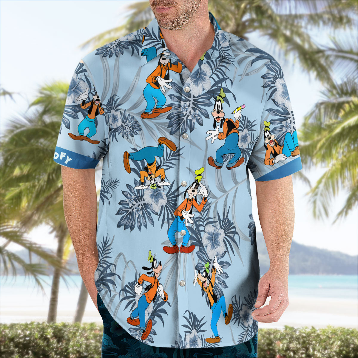 Goofy Tropical Floral Disney Hawaiian Shirt Blue – Moonbestprint